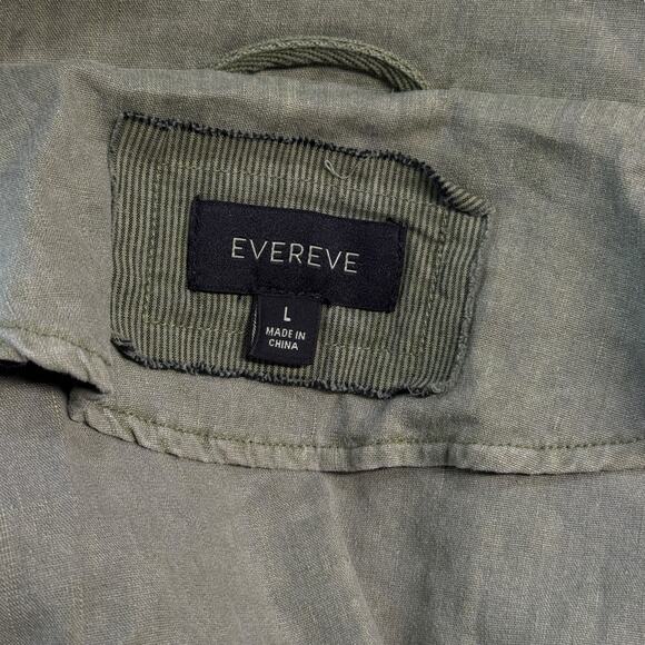 Evereve Camp Jacket Linen Women's SZ L Green Utility Military Cargo Streetwear - Picture 8 of 12